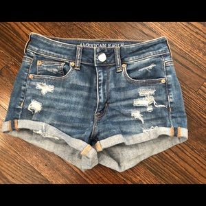 American Eagle High Rise denim shortie Shorts